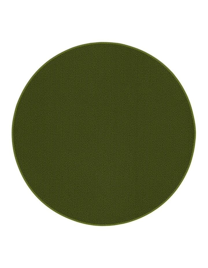 Peace Washable Vegan Shearling Round Rug in Olive