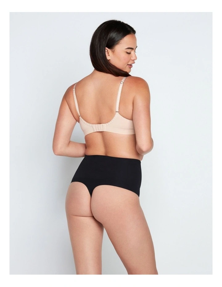 Medium Control Waisted Thong in Black