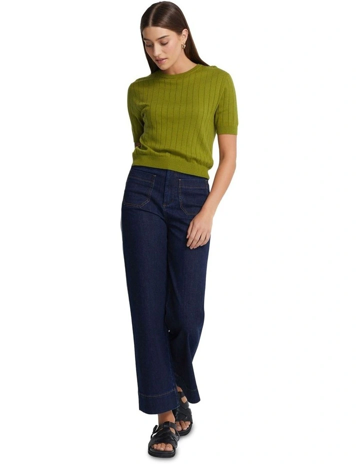 Monica Rib Knit Top in Olive