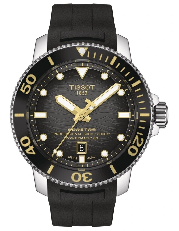 Seastar 2000 Professional Powermatic 80 T1206071744101 Automatic Watch in Black