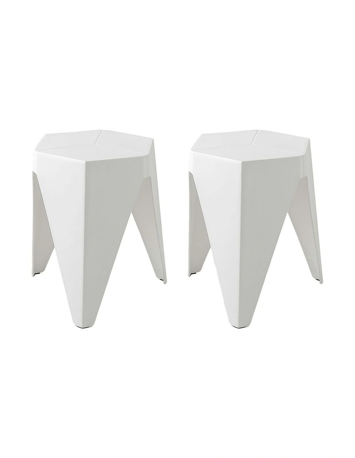 Bar Puzzle Plastic Foot Stool x2 in White
