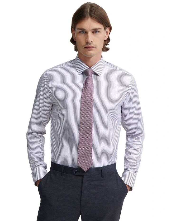 Beckton Egyptian Cotton Shirt in Grape Stripe