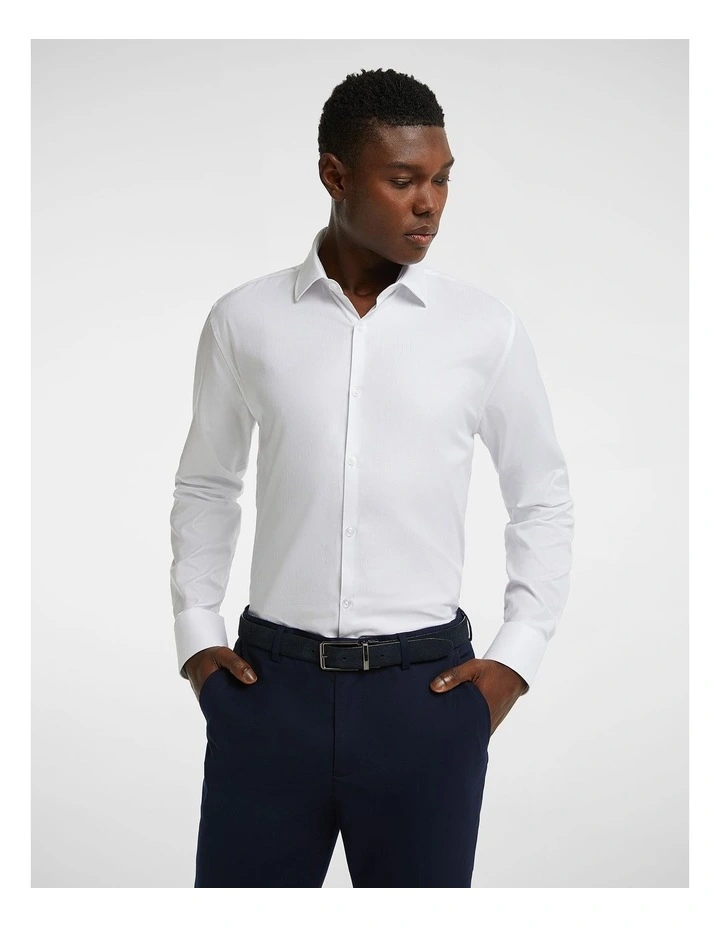 Monaco Textured Dress Shirt in White