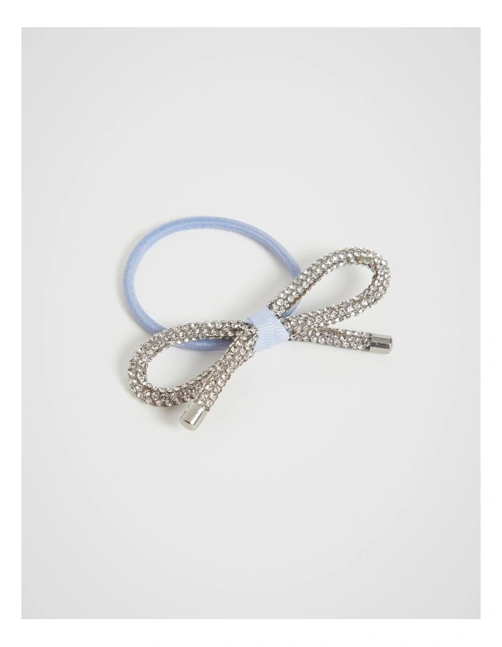 Crystal Bow Elastic Band in Soft Blue