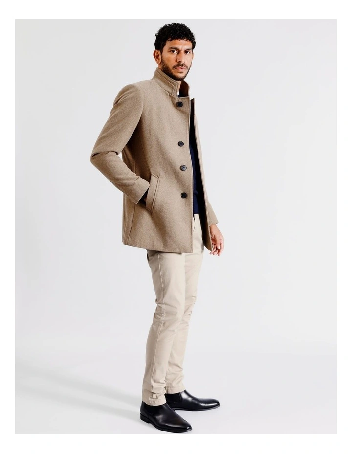 Frankie Funnel Neck Coat in Beige