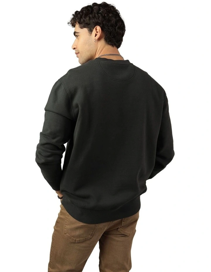 Super Soft Icon Graphic Crew Sweatshirt in Washed Black