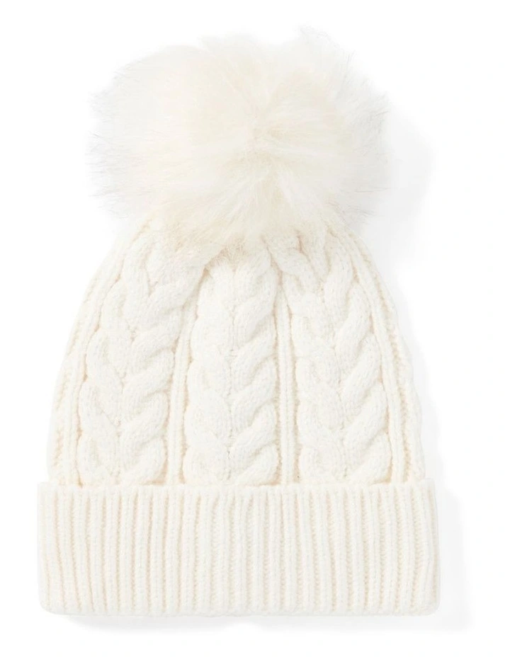 Katy Pom Beanie in Cream