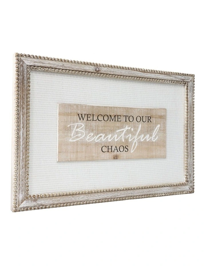 Beautiful Chaos Welcome Sign Wall Art in Natural