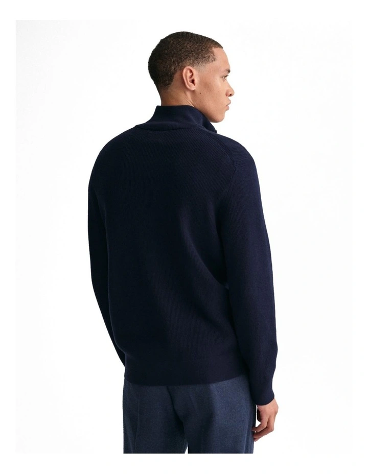 Cotton Wool Half Zip Sweater in Evening Blue