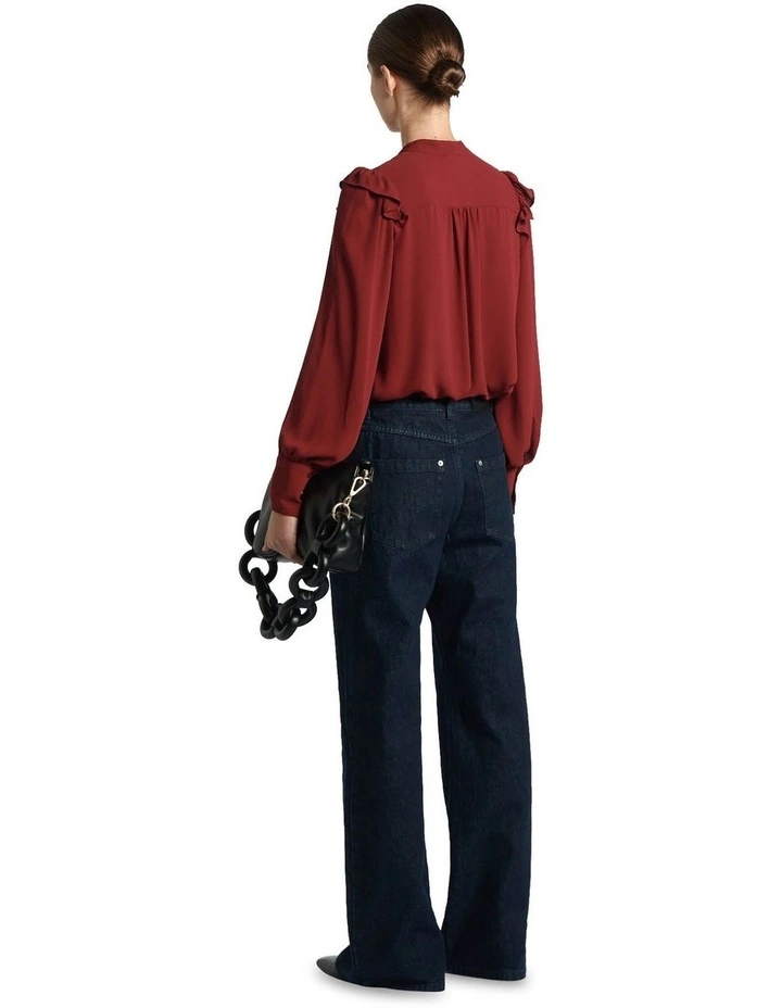 Recycled Georgette Blouse in Garnet