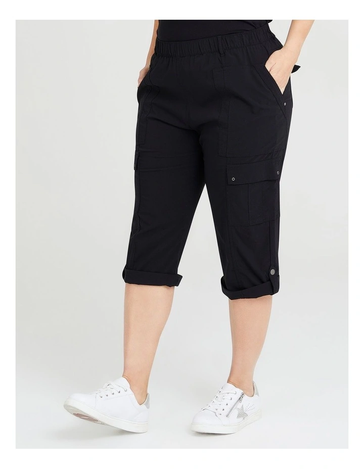 Castaway Cargo Crop Pant Black
