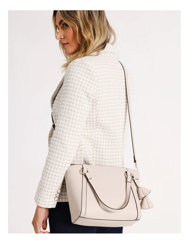 Sweet Peony Zip Top Tote Bag in Ecru
