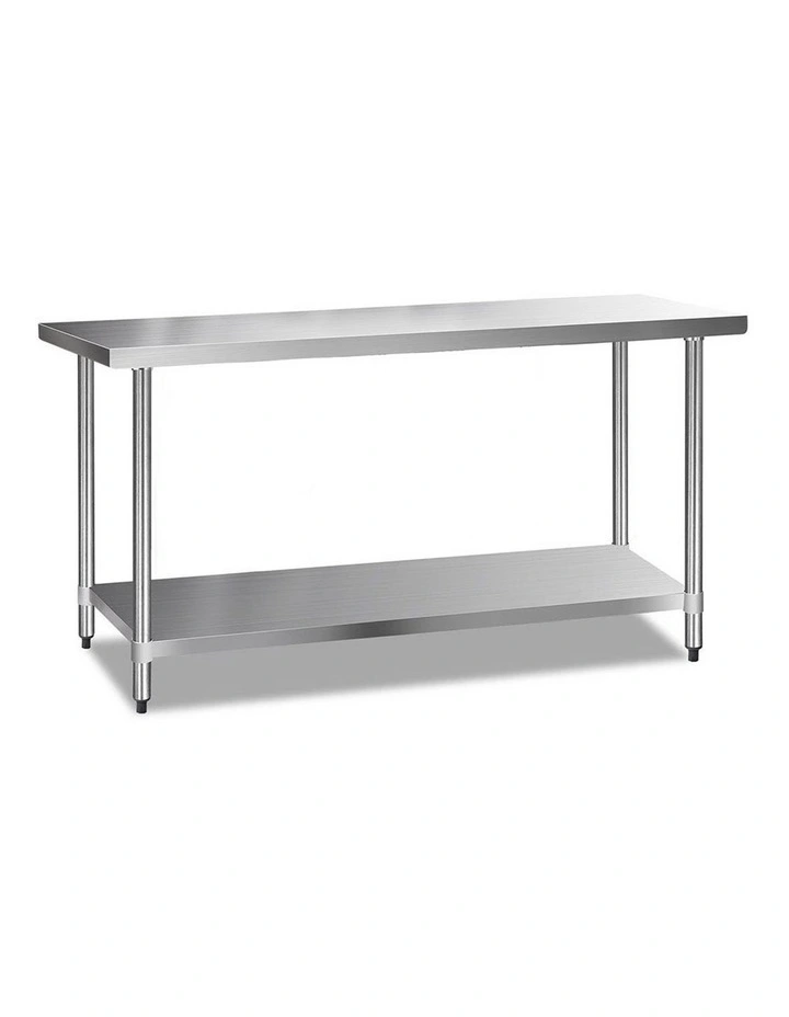 Commercial Stainless Steel Kitchen Bench 61 x 1829mm Silver
