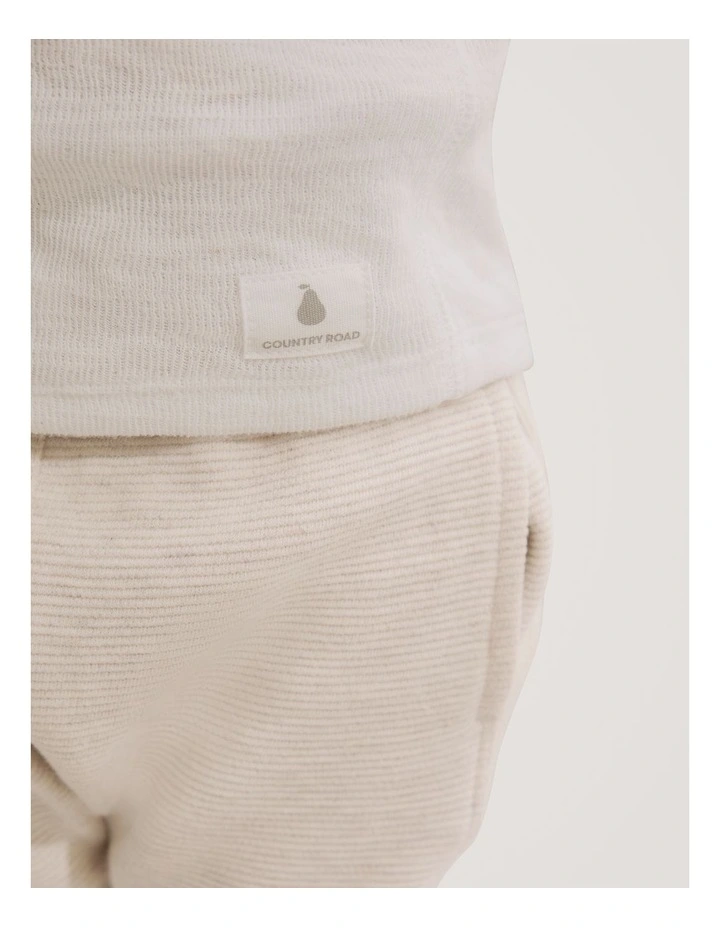 Organically Grown Cotton Double Faced Textured Henley in Marshmallow