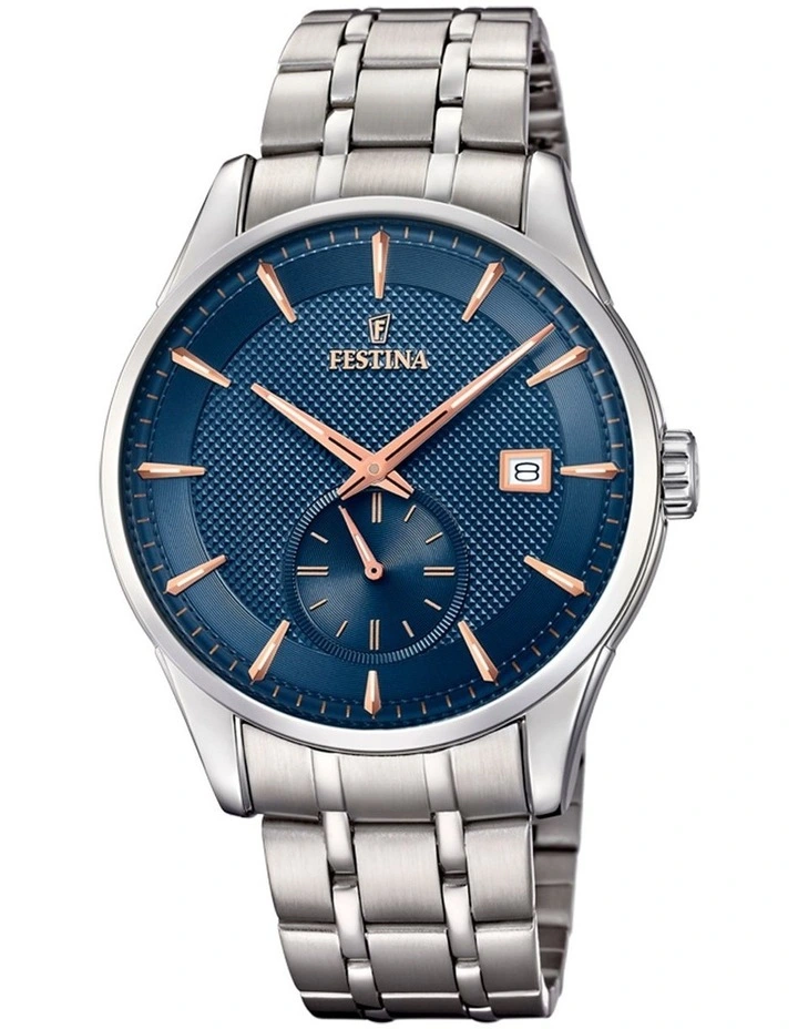 Retro Stainless Steel Watch in Silver