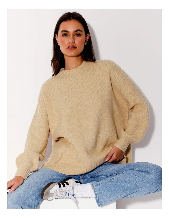 Recycled Blend Oversized Knit Jumper in Camel
