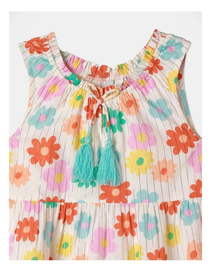 Lurex Tiered Dress In Cream