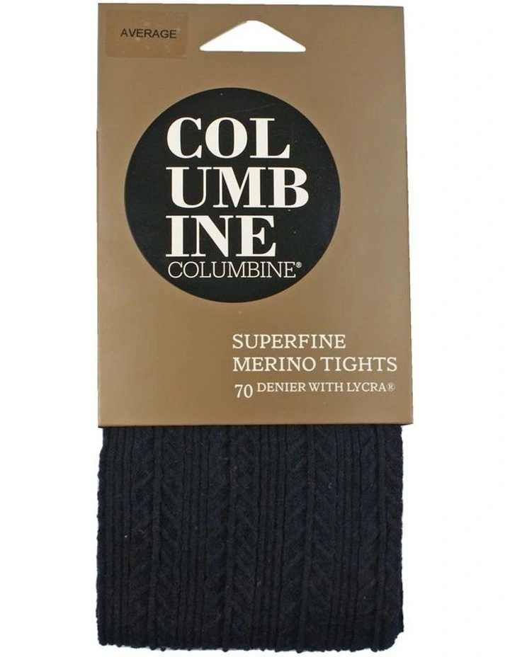 Superfine 70D Merino Cable Rib Tights in Dark Navy