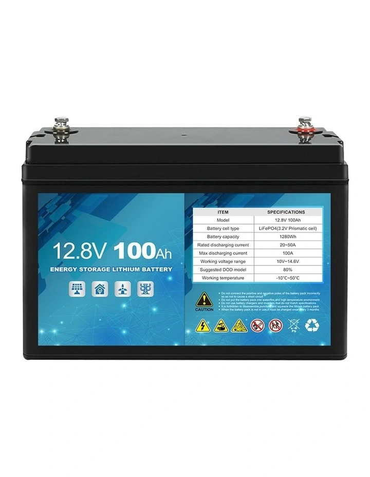 12V LiFePO4 Lithium Iron 100Ah 2000 Times Rechargeable Deep Cycle Battery