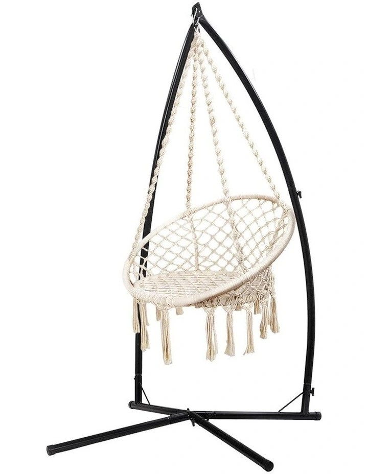 Hammock Outdoor Swinging Chair with Steel Stand in Cream