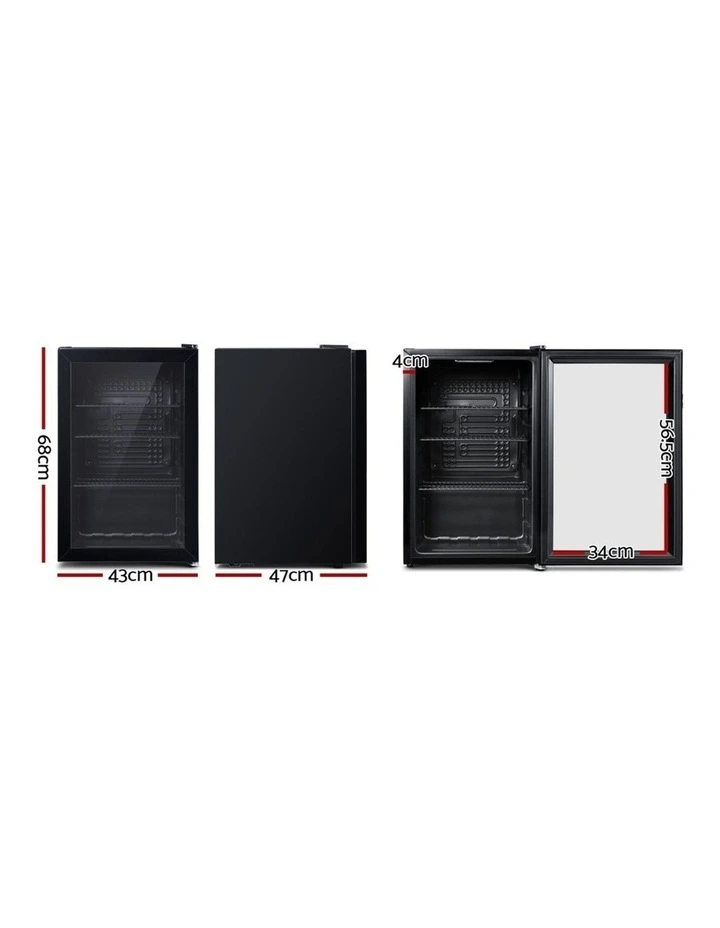 70L Bar Fridge with Glass Door in Light Black