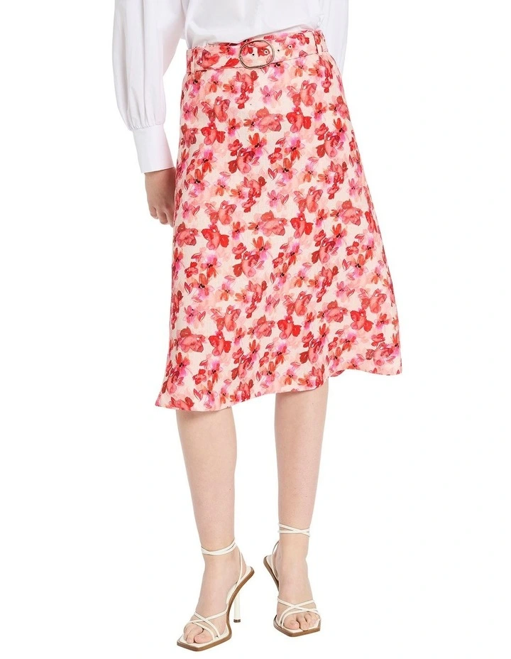 Rose Linen Skirt in Chablis Multi