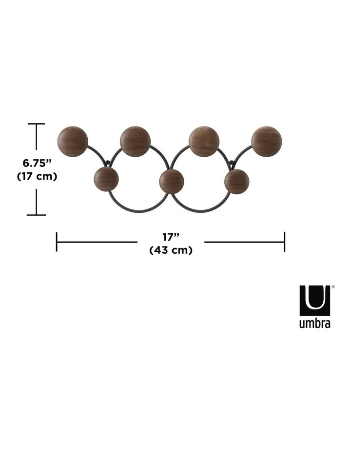 Dotsy 7 Hook 43x10x17cm in Black/Walnut