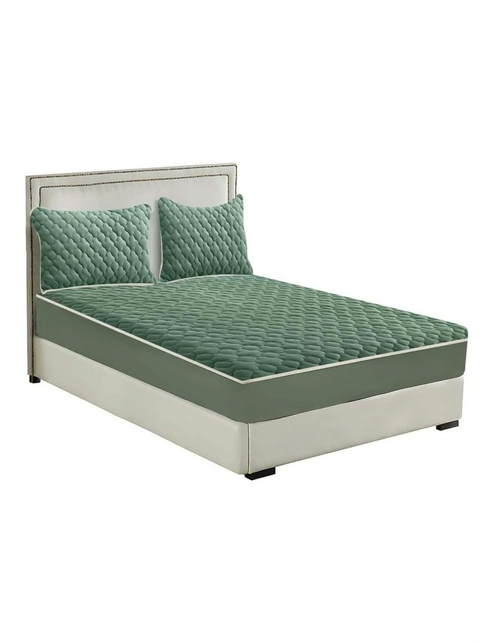 Mattress Fleece Clover Bed Protector 153cm in Green