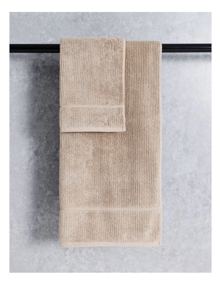 Combed Cotton Ribbed Towel Range in Straw