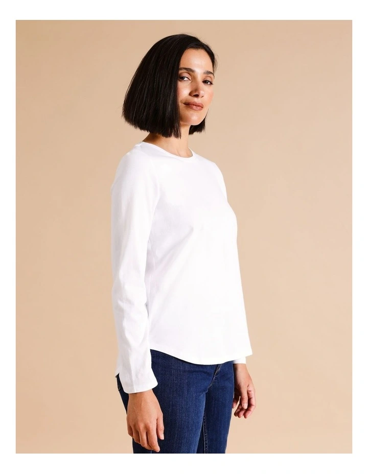Organic Cotton Wardrobe Staple Long Sleeve Tee In White