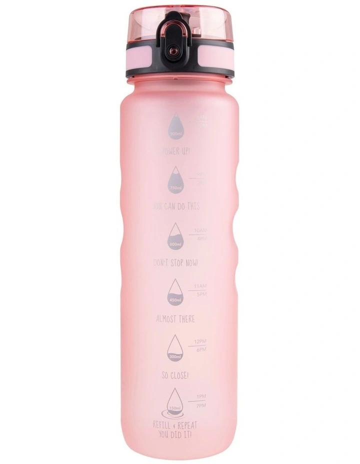 Tritan Motivational Sports Bottle 1L in Glow Pink