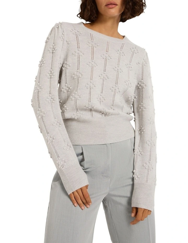 Millie Textured Merino Knit Jumperin Light Grey