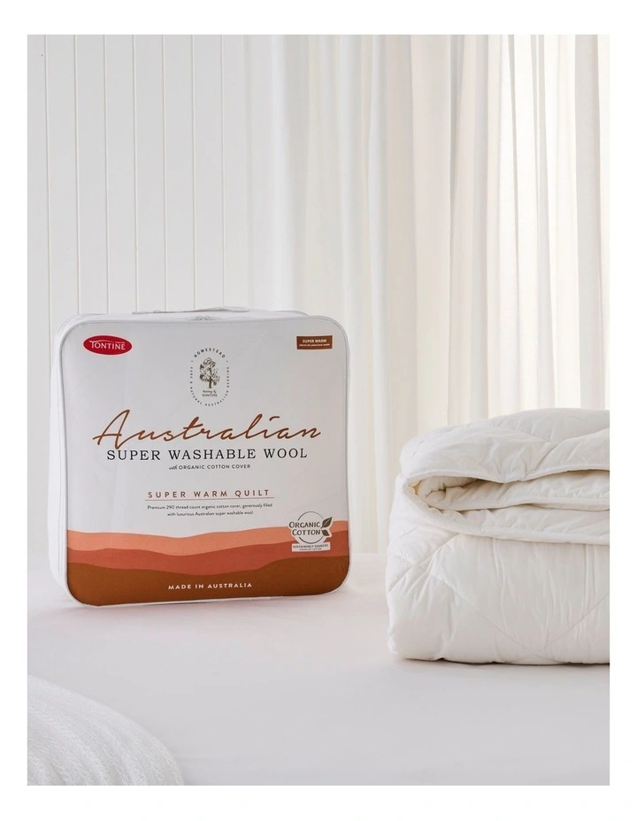 Homestead Australian Super Washable Wool Super Warm Quilt White