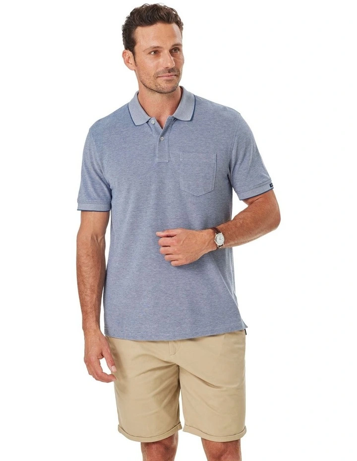 Oxford Pocket Polo Shirt in Navy
