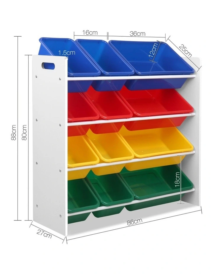 12 Bin Toy Organiser Storage Rack