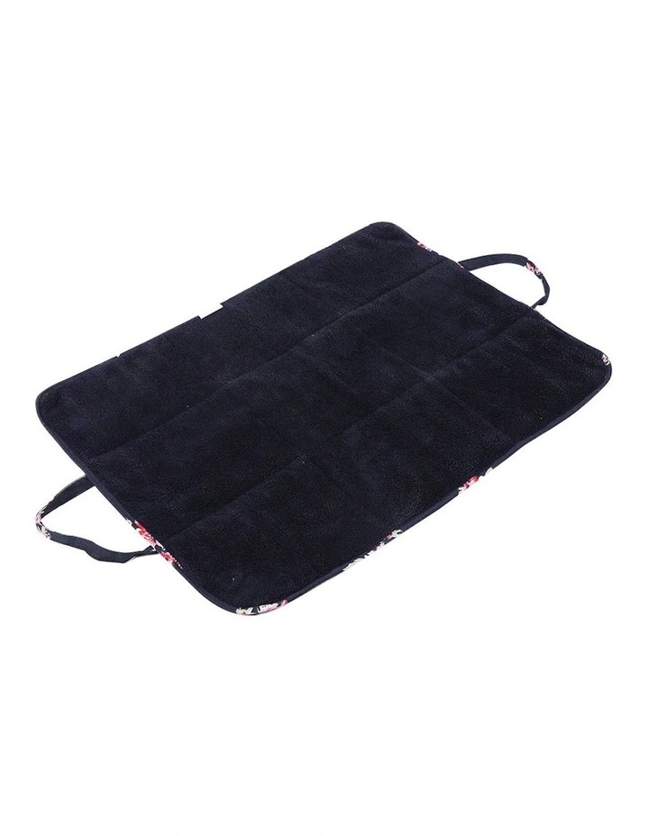Washable Double-Sided Portable with Travel Mat Calming Pet Cushion in Navy