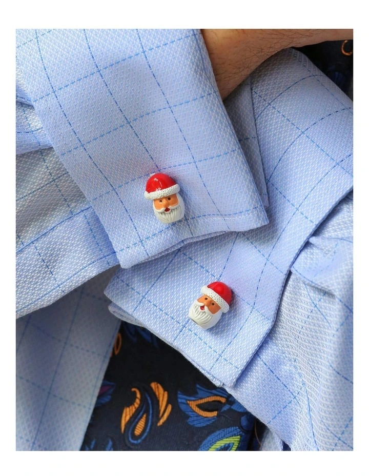 Santa Head Cufflink in Multi