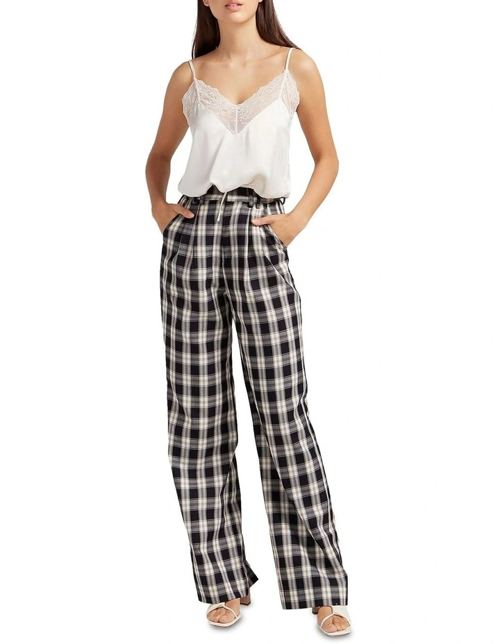 Dominoes Wide Leg Check Pant in Black Multi