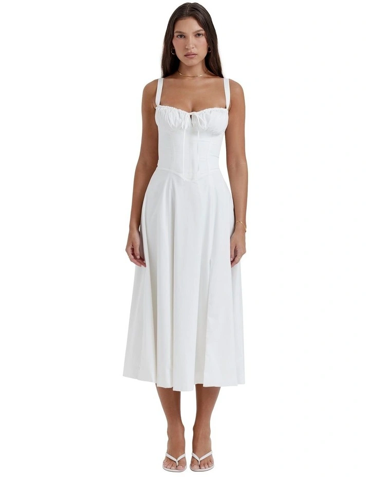 Carmen Bustier Sundress in White