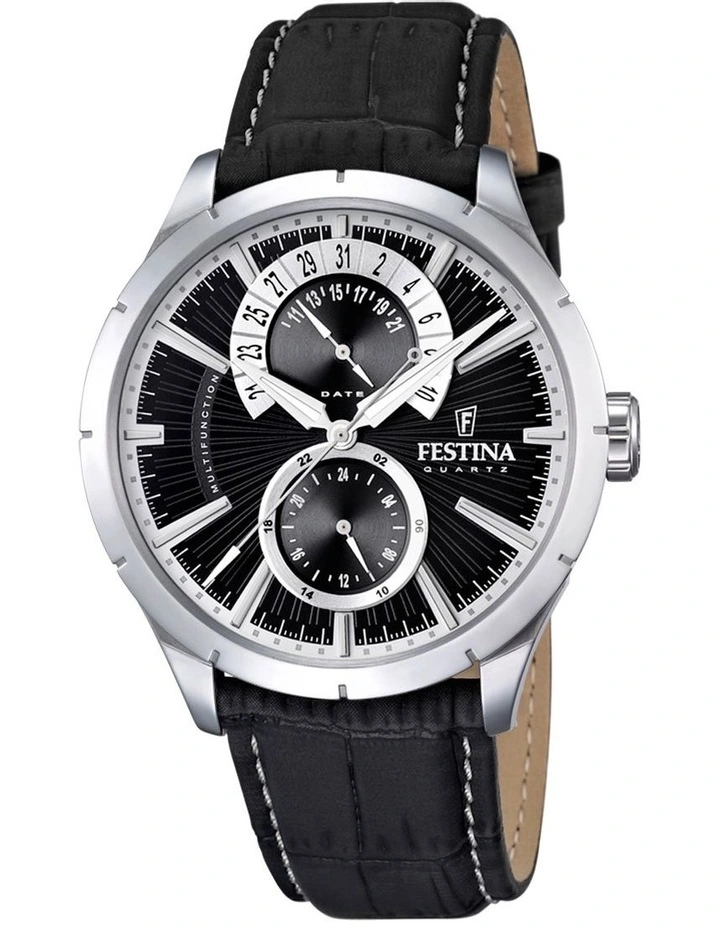 Retro Stainless Steel Watch in Black