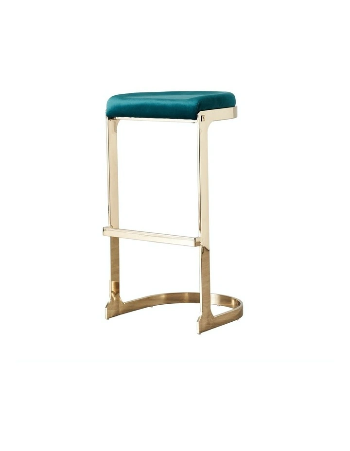 Rouven Velvet Bar Stool in Peacock Blue