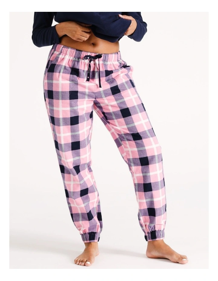 Flannelette Pyjama Pant in Navy & Pink Check