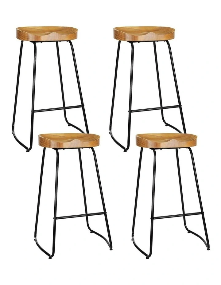 Wooden Bar Stools x4 in Natural
