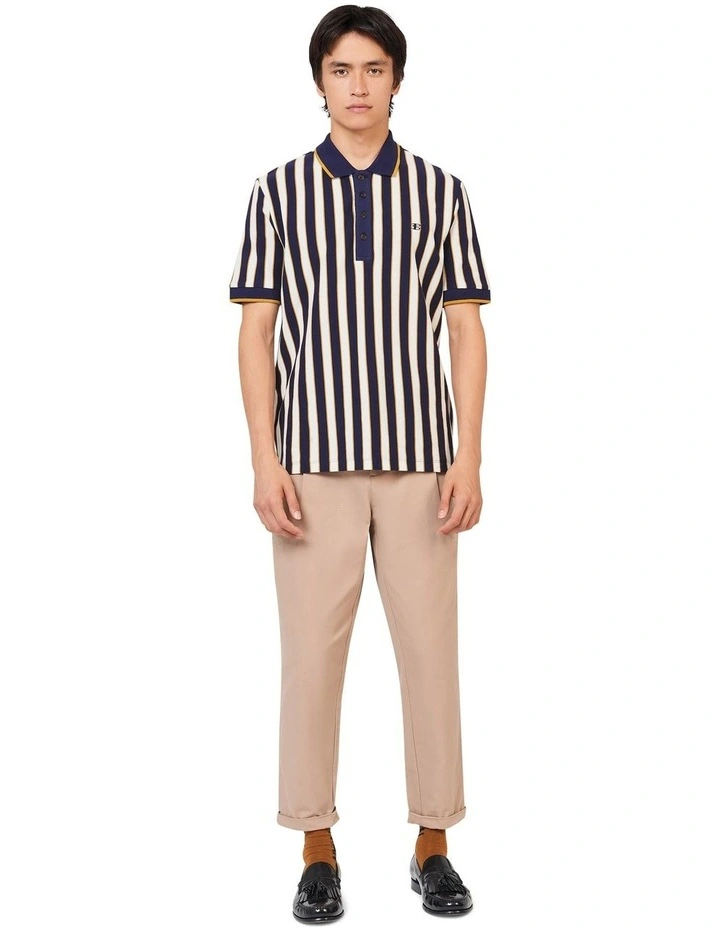 Vertical Stripe Polo Shirt in Blue