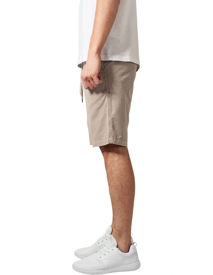 Stretch Twill Jog Shorts in Sand