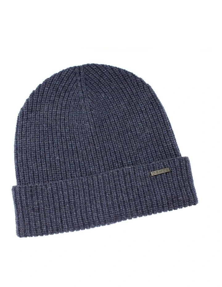 Pure Merino Wool Beanie in Indigo