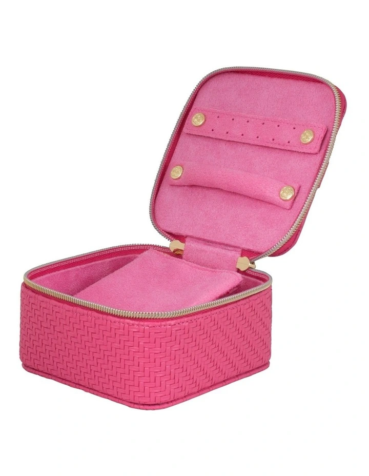 Herringbone Jewellery Cube in Raspberry