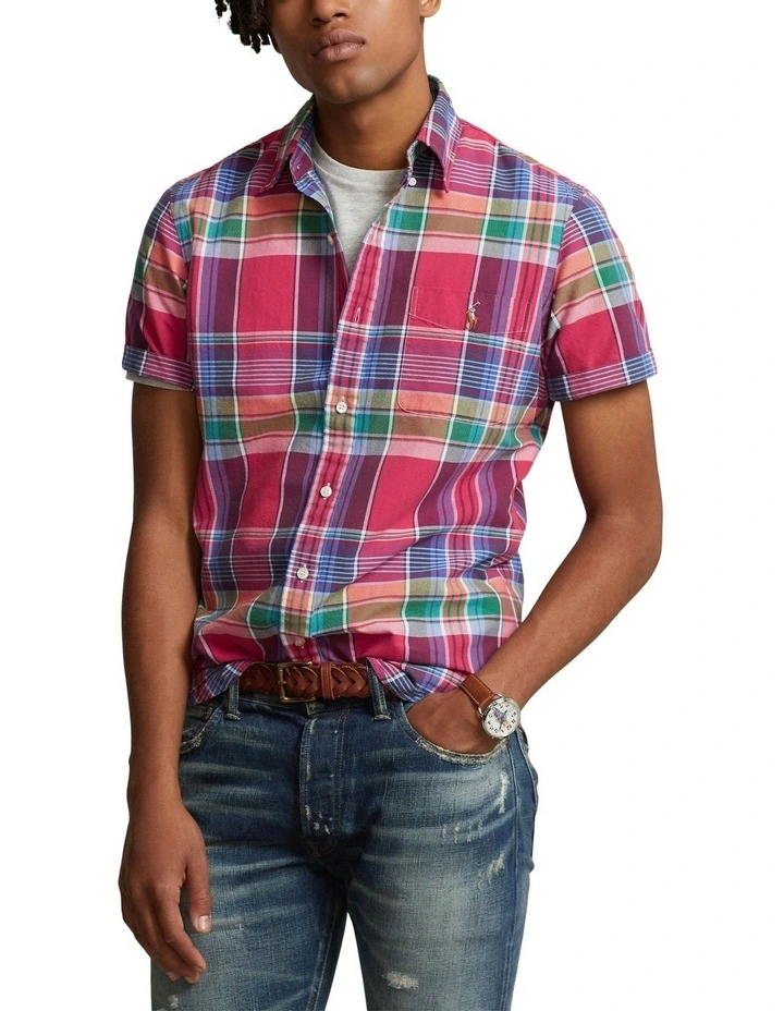 Classic Fit Plaid Oxford Shirt in Multi