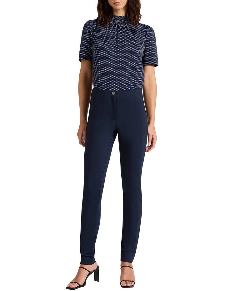 Cece Mock Neck Top in Navy Multi