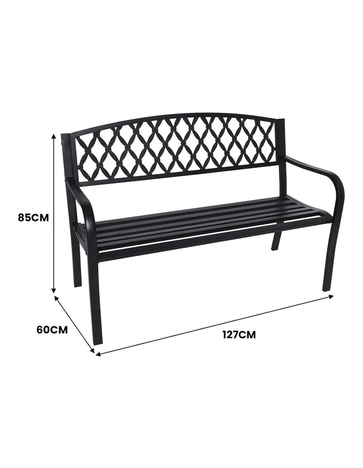 Steel Outdoor Garden Bench Diamond in Black
